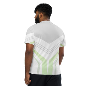 Grey/Green unisex sports jersey