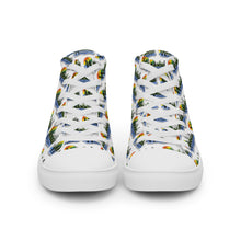 Load image into Gallery viewer, Woods Logo men&#39;s high top canvas shoes White
